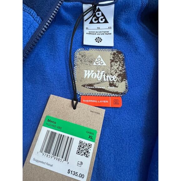 Nike ACG Wolf Tree Polartec Fleece Jacket Hoodie Blue HJ2460-480 Size XL NWT - Picture 3 of 16
